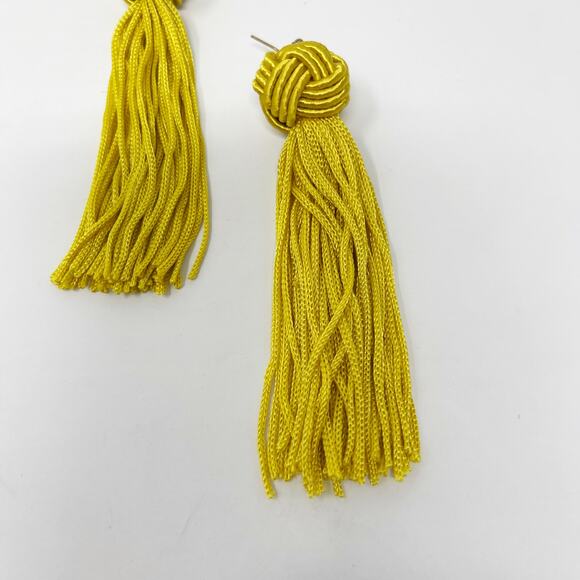 BaubleBar Yellow Gold Tassel Earrings Knot Dangle Drop Statement Summer - Picture 3 of 5